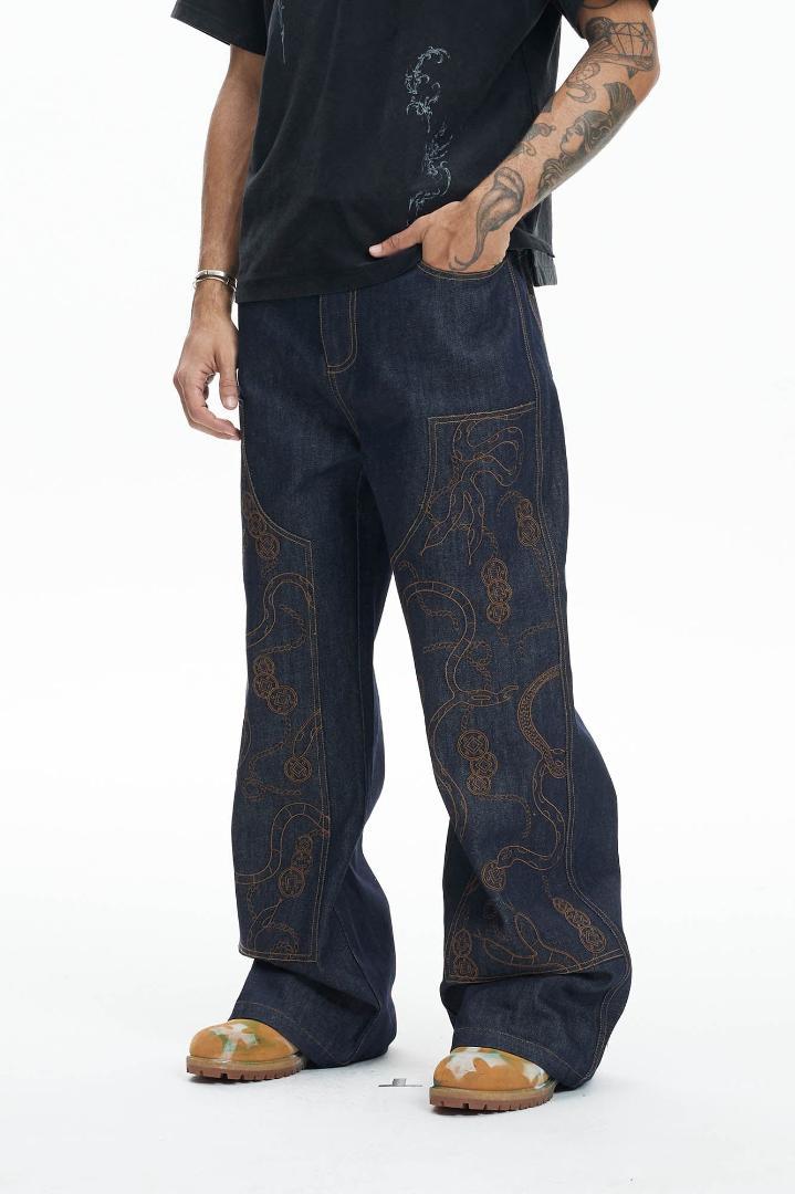 パンツ DND4DES Embroidered Snake Double Knee Je