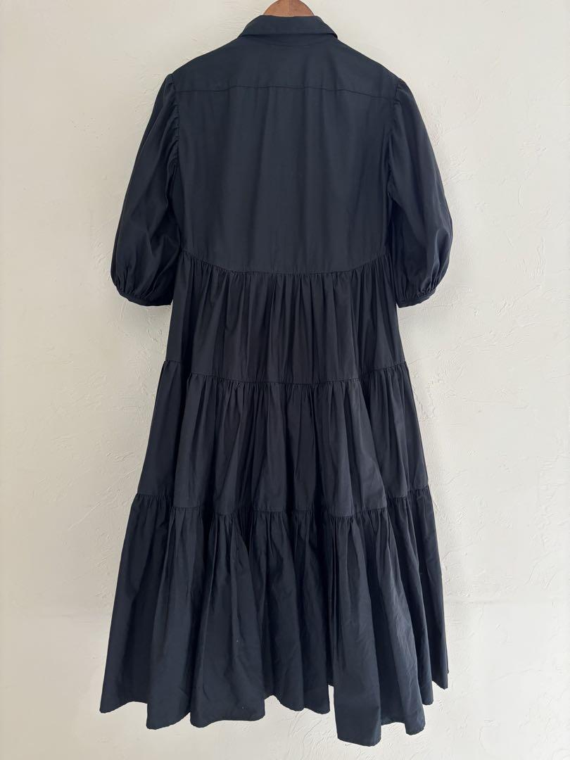 美品　セシリーバンセン　ギャザーワンピース　ブラック　コットン