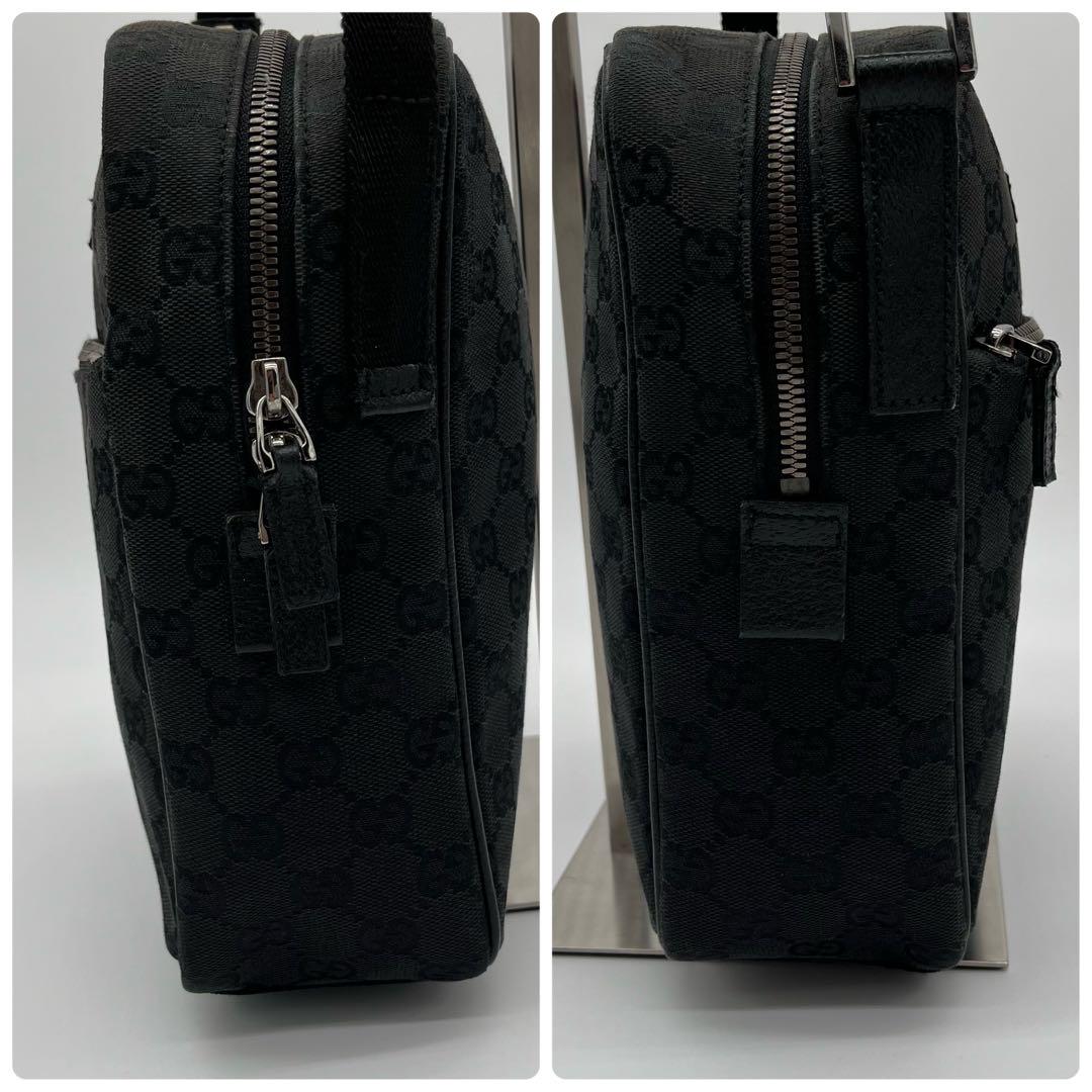 極美品】 GUCCI グッチ ショルダーバッグ GGキャンバス 黒 03136