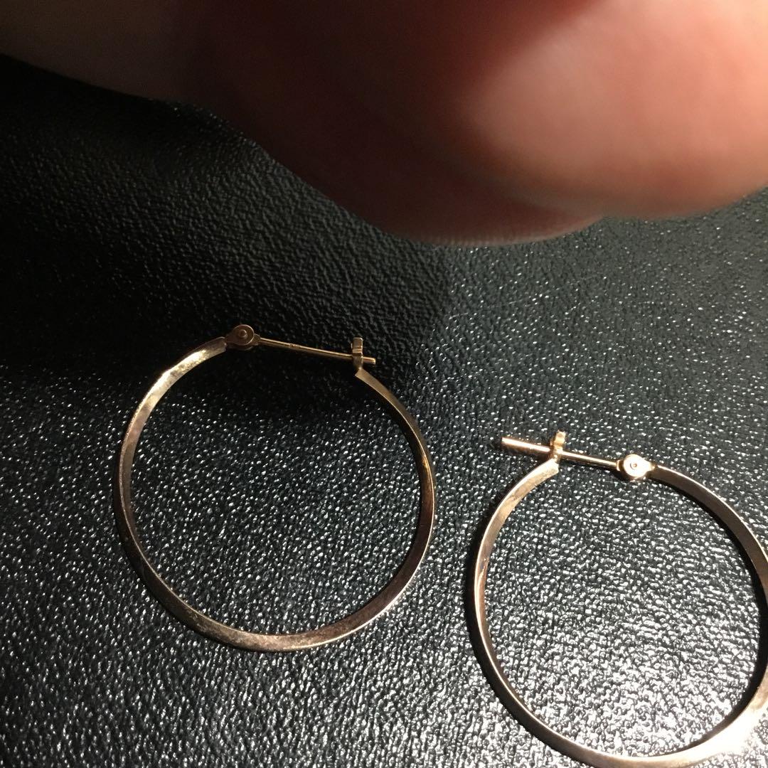 K10金　ピンクゴールド　2,5cm フープピアス
