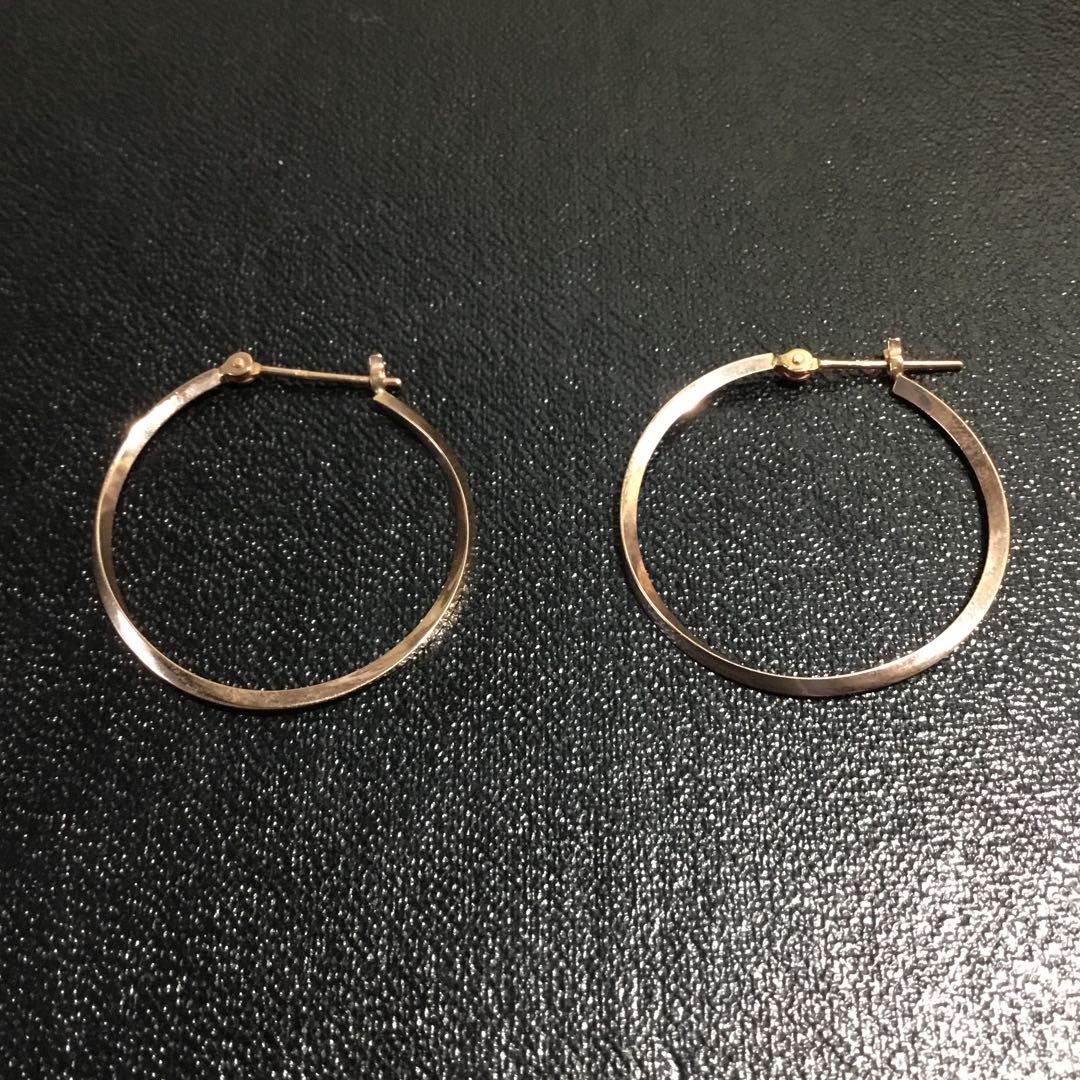 K10金　ピンクゴールド　2,5cm フープピアス