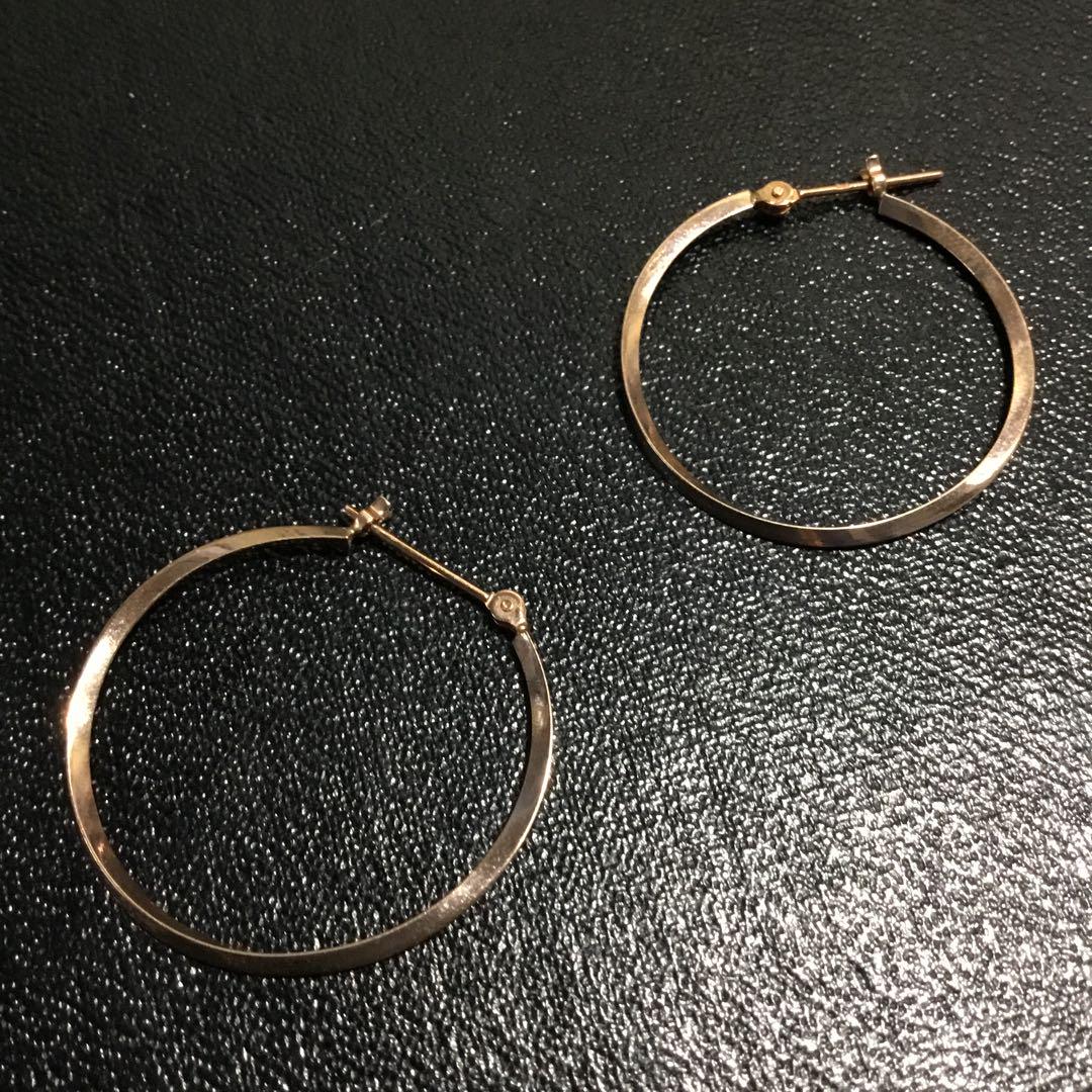 K10金　ピンクゴールド　2,5cm フープピアス