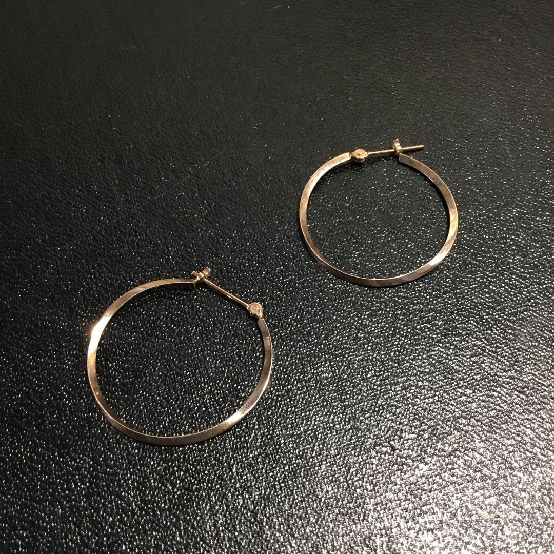 K10金　ピンクゴールド　2,5cm フープピアス