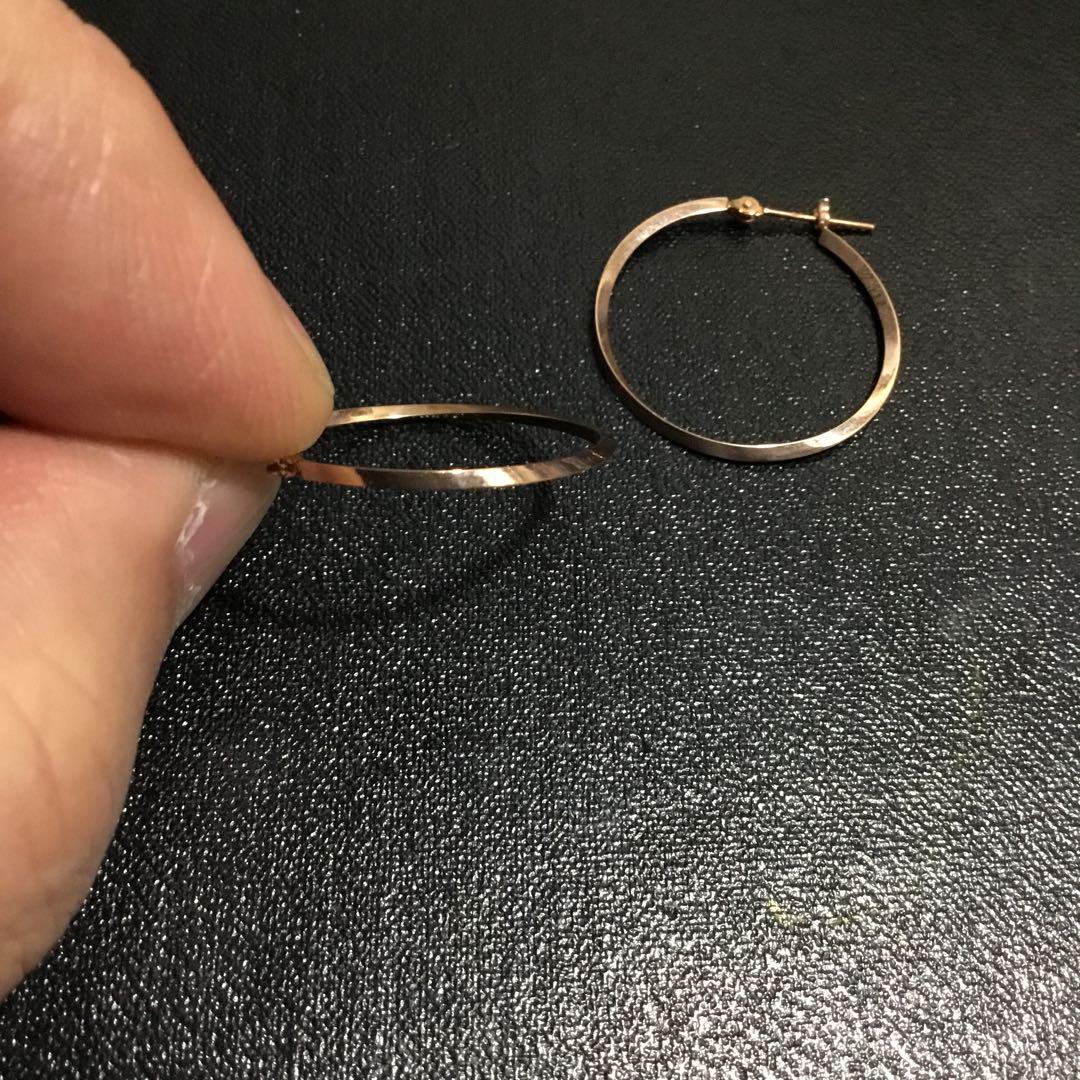 K10金　ピンクゴールド　2,5cm フープピアス