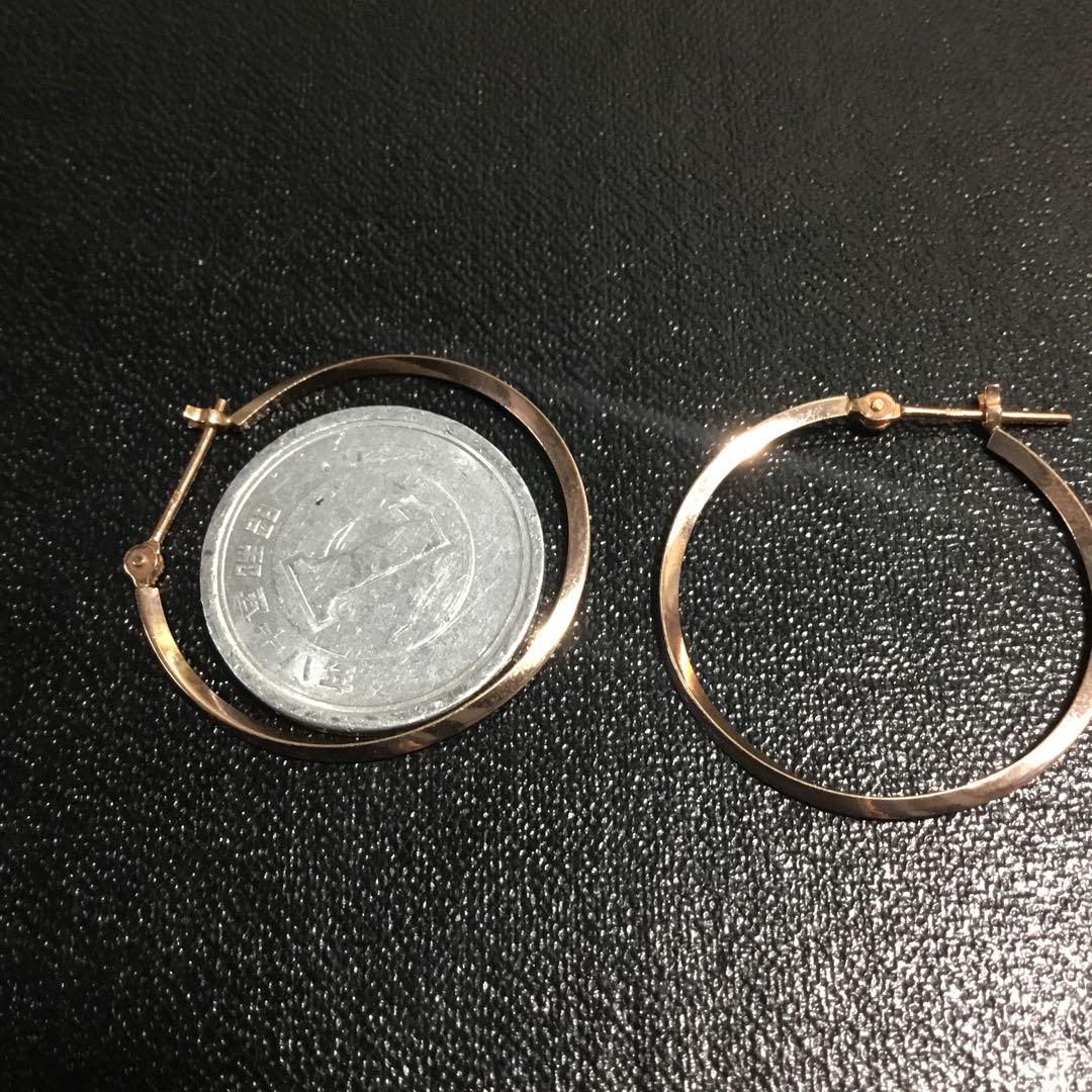 K10金　ピンクゴールド　2,5cm フープピアス