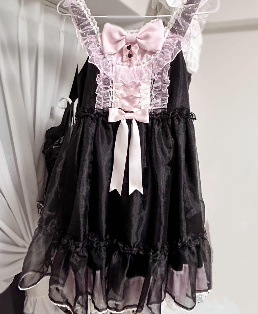 Angelic Pretty ラブリーオーガンディーブラックXピンク