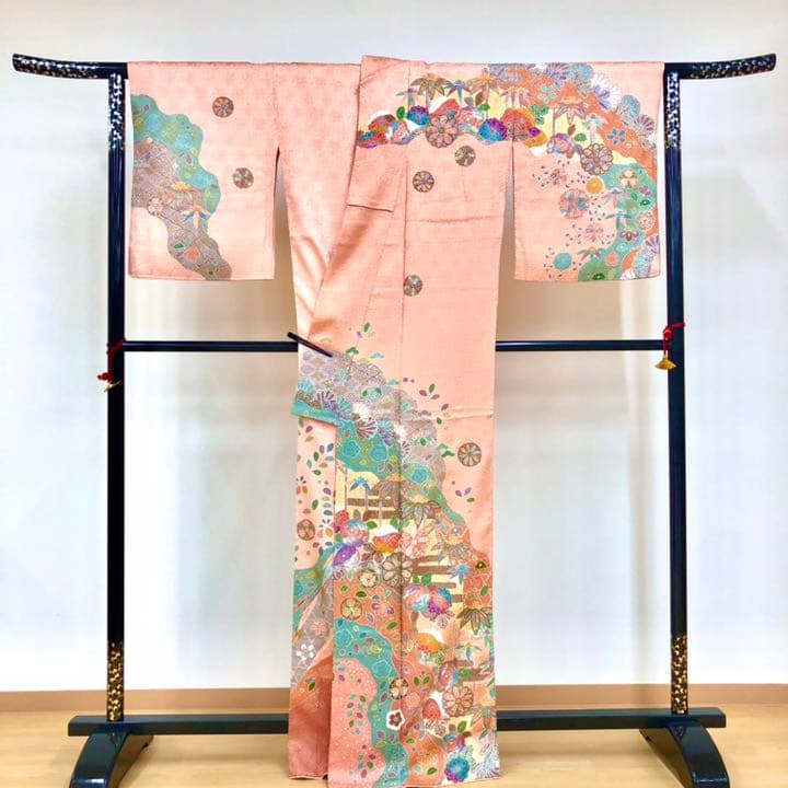 のわびさび O-1822 袋帯 膨れ織 枝垂れ桜 金糸 鮮やかなグラデーション