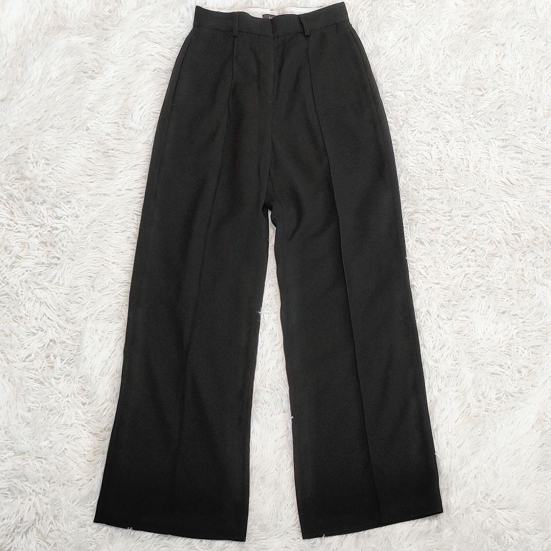 23SS✨️ 美品✨️ アニュアンス バックサテンセミフレアパンツ ブラック　S