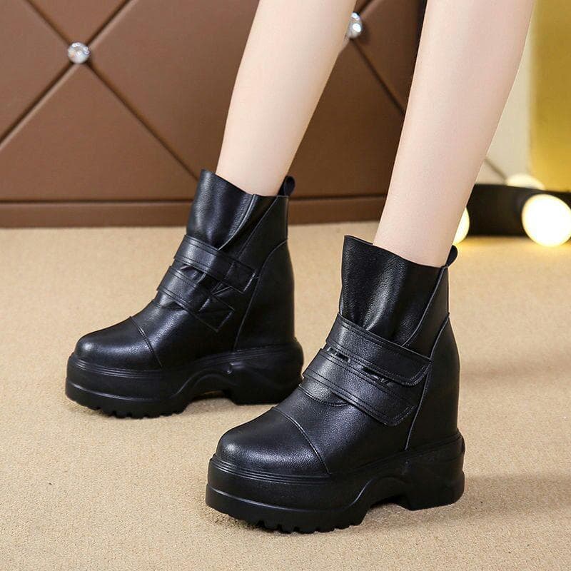 厚底エンジニアブーツ ブラック ホワイト