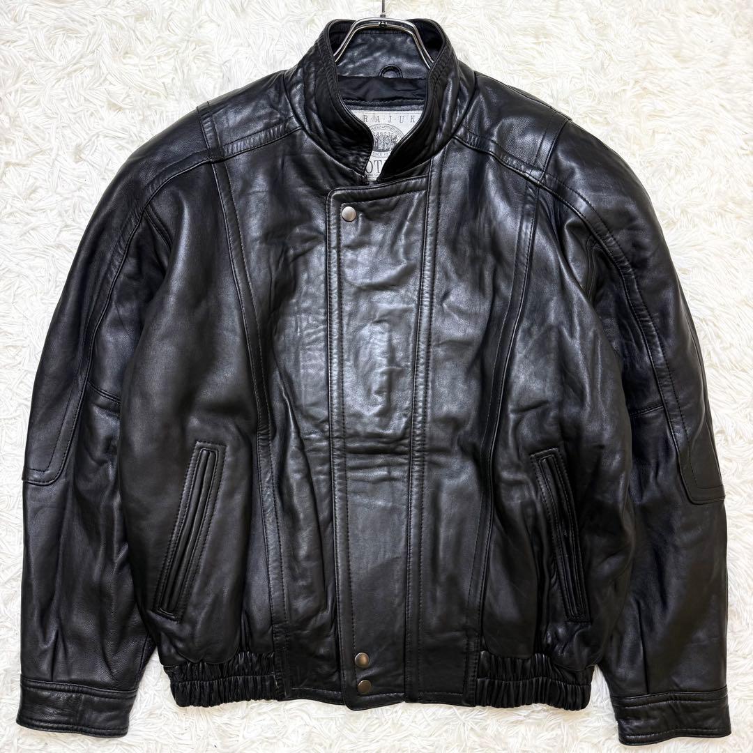HARAJUKU MOTHER 90s ラムスキン レザーブルゾン L相当 黒
