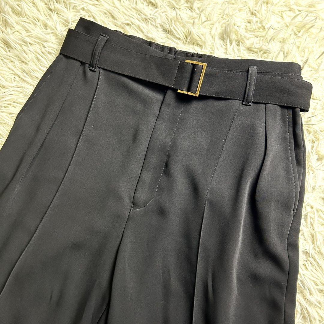 美品 CULLNI 24SS 極太 タック スラックス ベルト付き ブラック