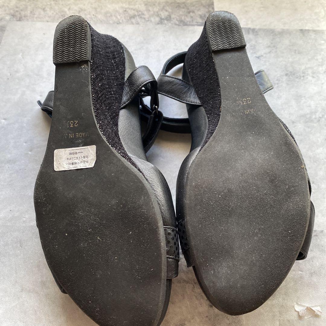 water massage 23.5cm ブラック コンフォートサンダル