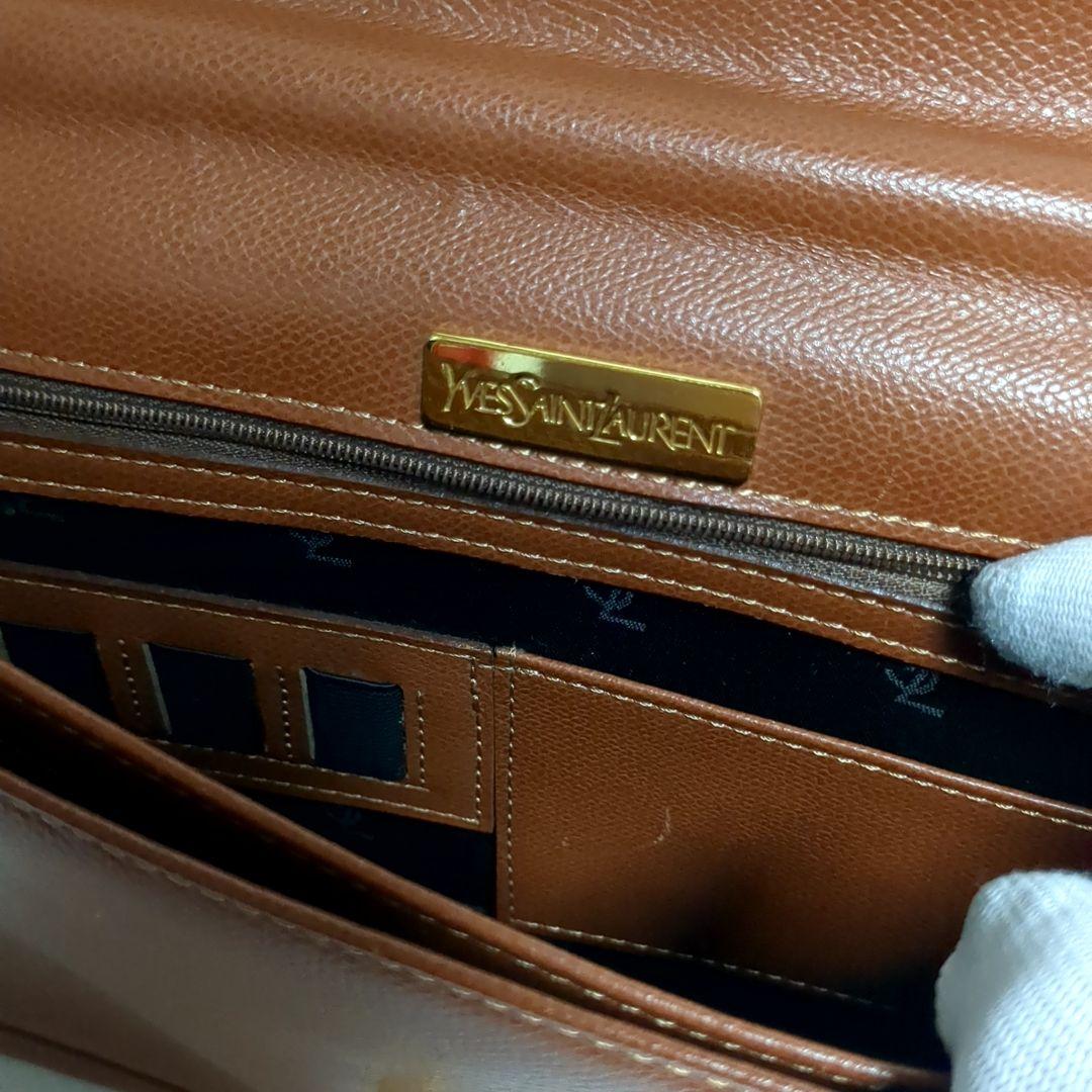 ✨イヴサンローラン✨ビジネスバッグ YSL ブラウン レザー 鍵付き