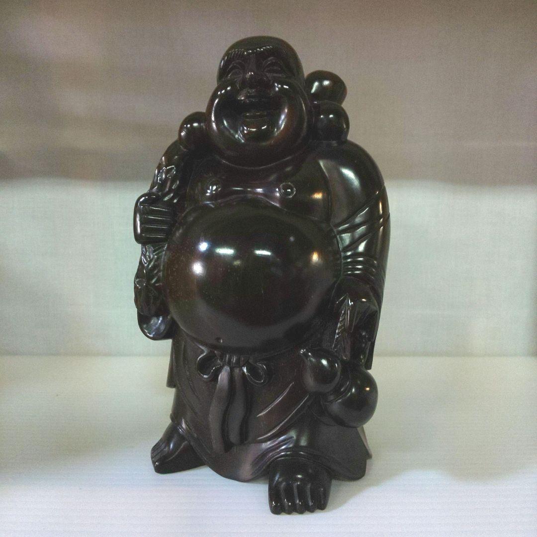 唐木 木製 布袋様 縁起物 置物