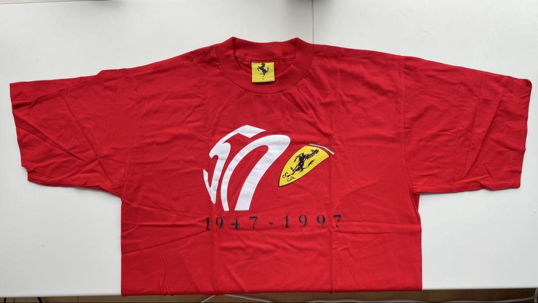 Ferrari 50周年ロゴ入り 赤 Tシャツ 100%コットン