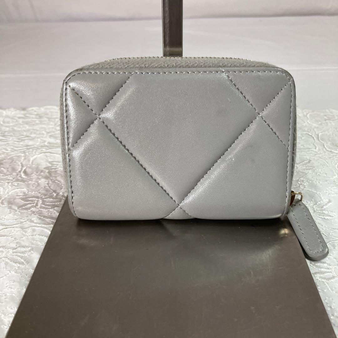 【MH】　CHANEL グレー コインケース キルティング