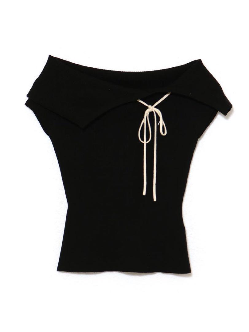 トップス andmary Amari ribbon tops black