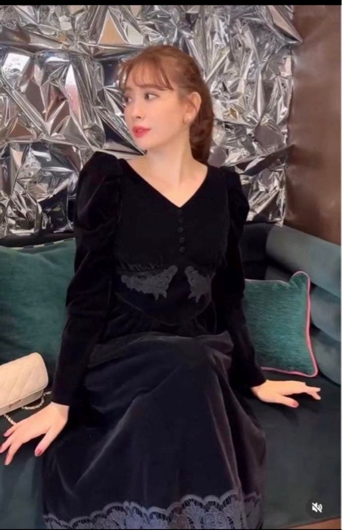 美品✨ハーリップトゥ Royal Velour Long Dress ブラック 美品✨ハーリップトゥ Royal Velour Long Dress ブラック