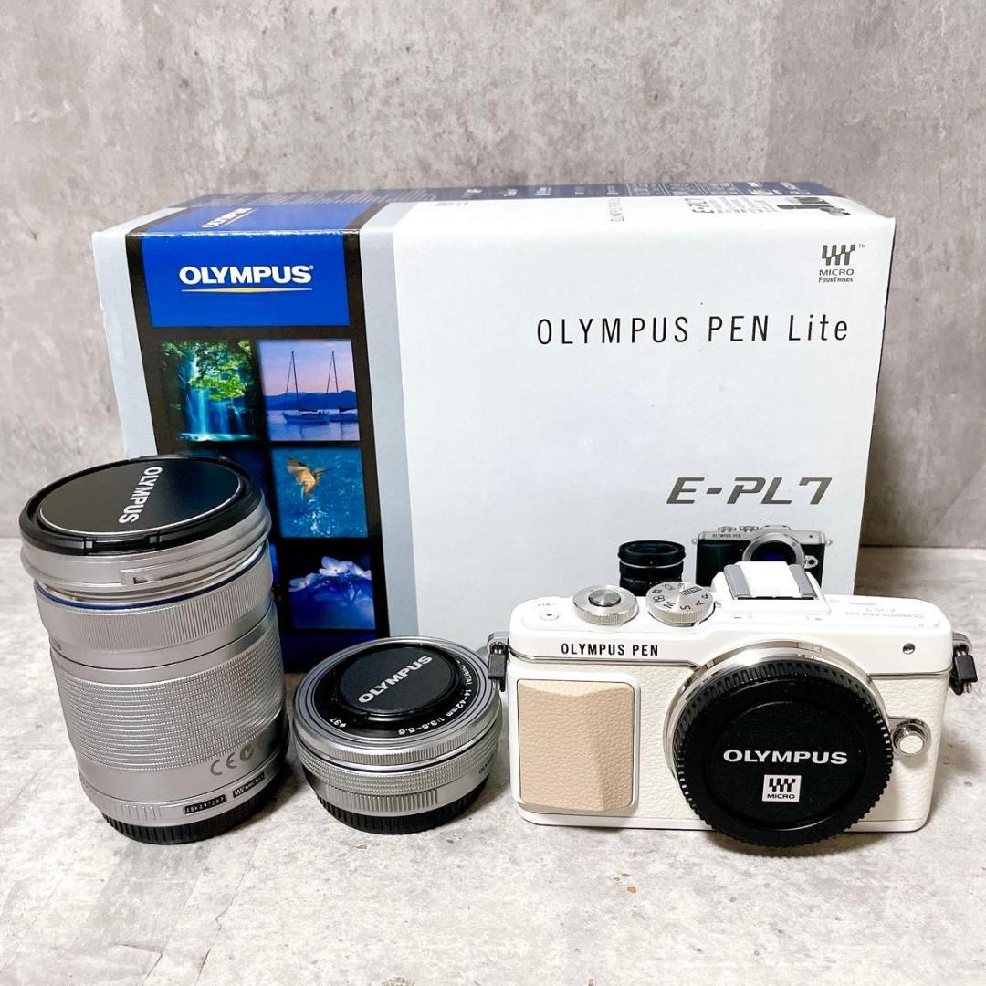 ほぼ新品 オリンパス PEN Lite E-PL7 ミラーレス一眼カメラ ダブル
