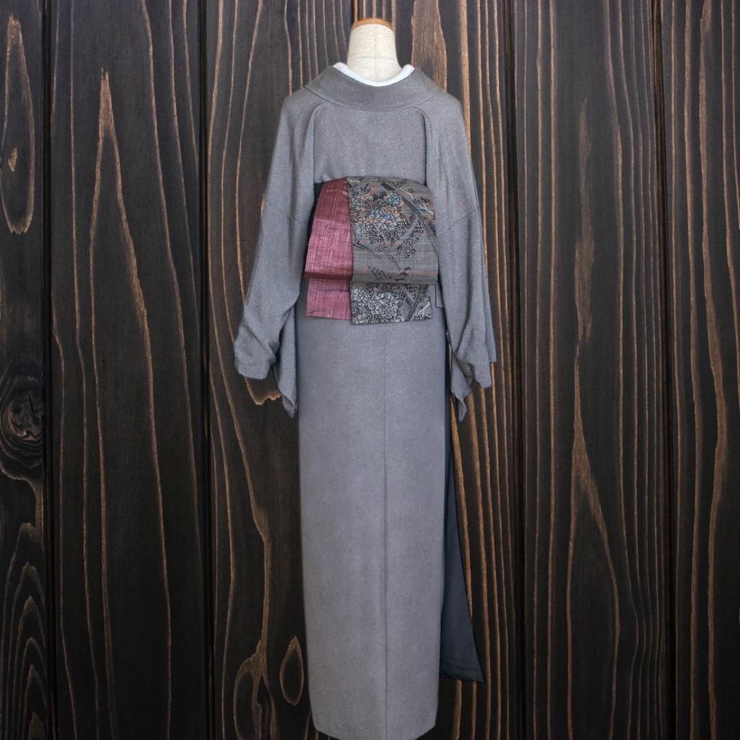 *着物反物*　焦茶大島紬と紅縞紬　大人の兵児帯　半幅帯　長尺　ハンドメイド