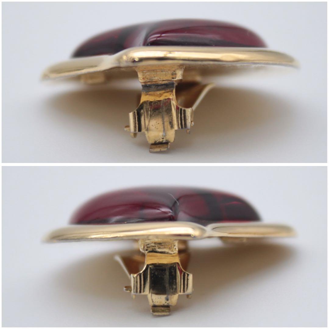 希少 YSL ハートモチーフ イヤリング レッド ゴールド ヴィンテージ 台紙付 希少 YSL ハートモチーフ イヤリング レッド ゴールド ヴィンテージ 台紙付