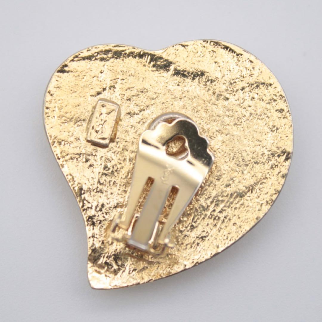 希少 YSL ハートモチーフ イヤリング レッド ゴールド ヴィンテージ 台紙付 希少 YSL ハートモチーフ イヤリング レッド ゴールド ヴィンテージ 台紙付