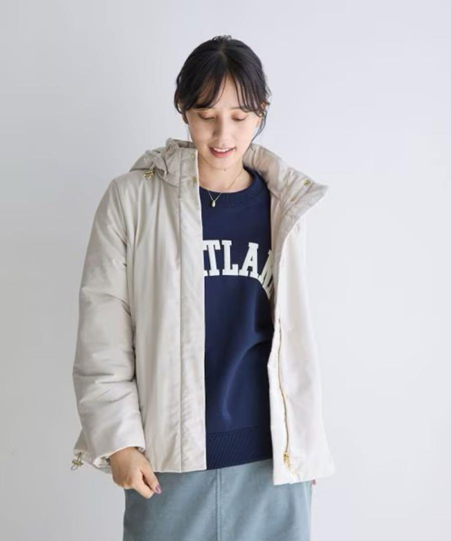 GROBALWORK ライトウォーム撥水フードブルゾン アイボリー　L オンライン ショップ 安いファッション - 新品 GLOBAL WORK