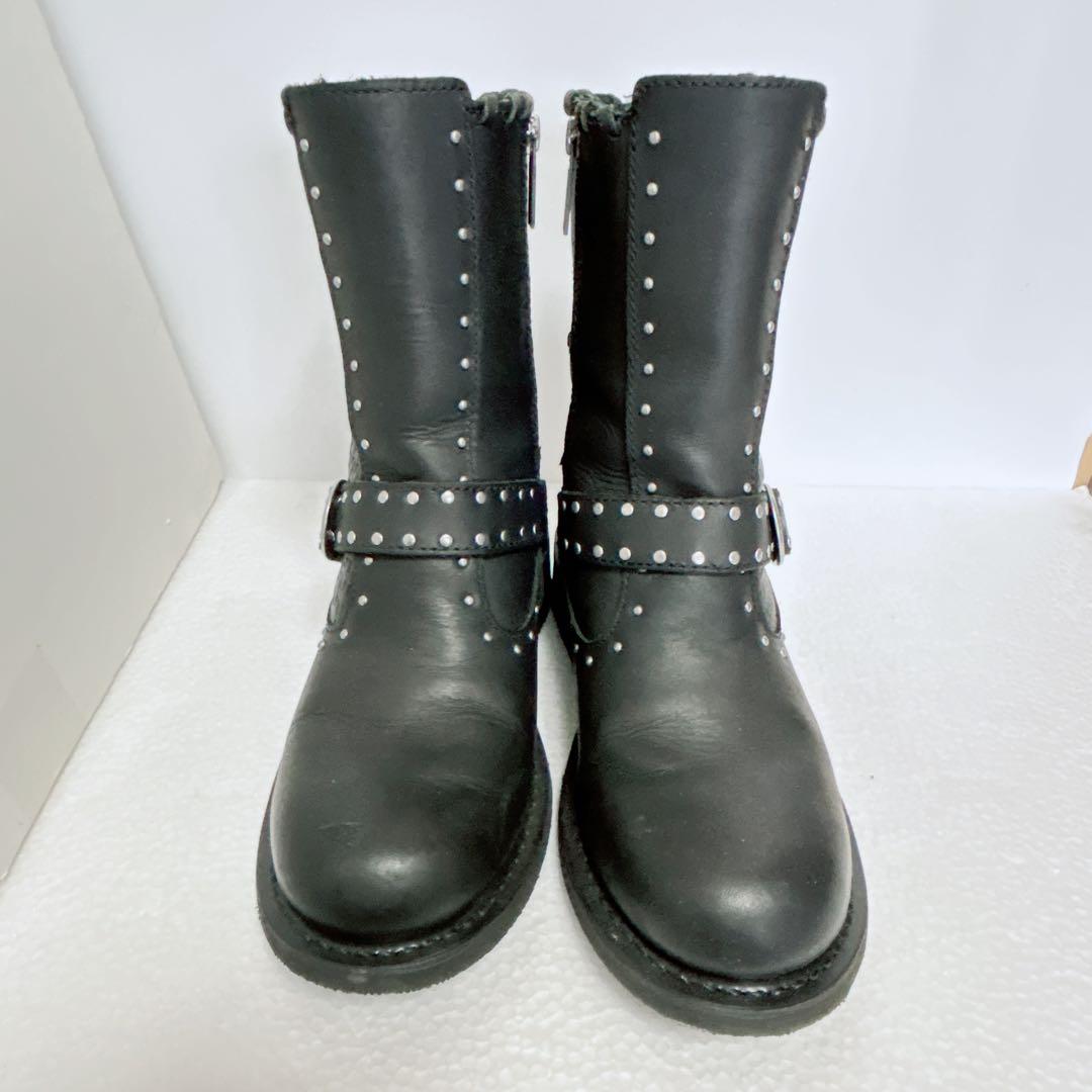 Harley-Davidson ブラックレザーエンジニアブーツ スタッズ付き Harley-Davidson ブラックレザーエンジニアブーツ スタッズ付き