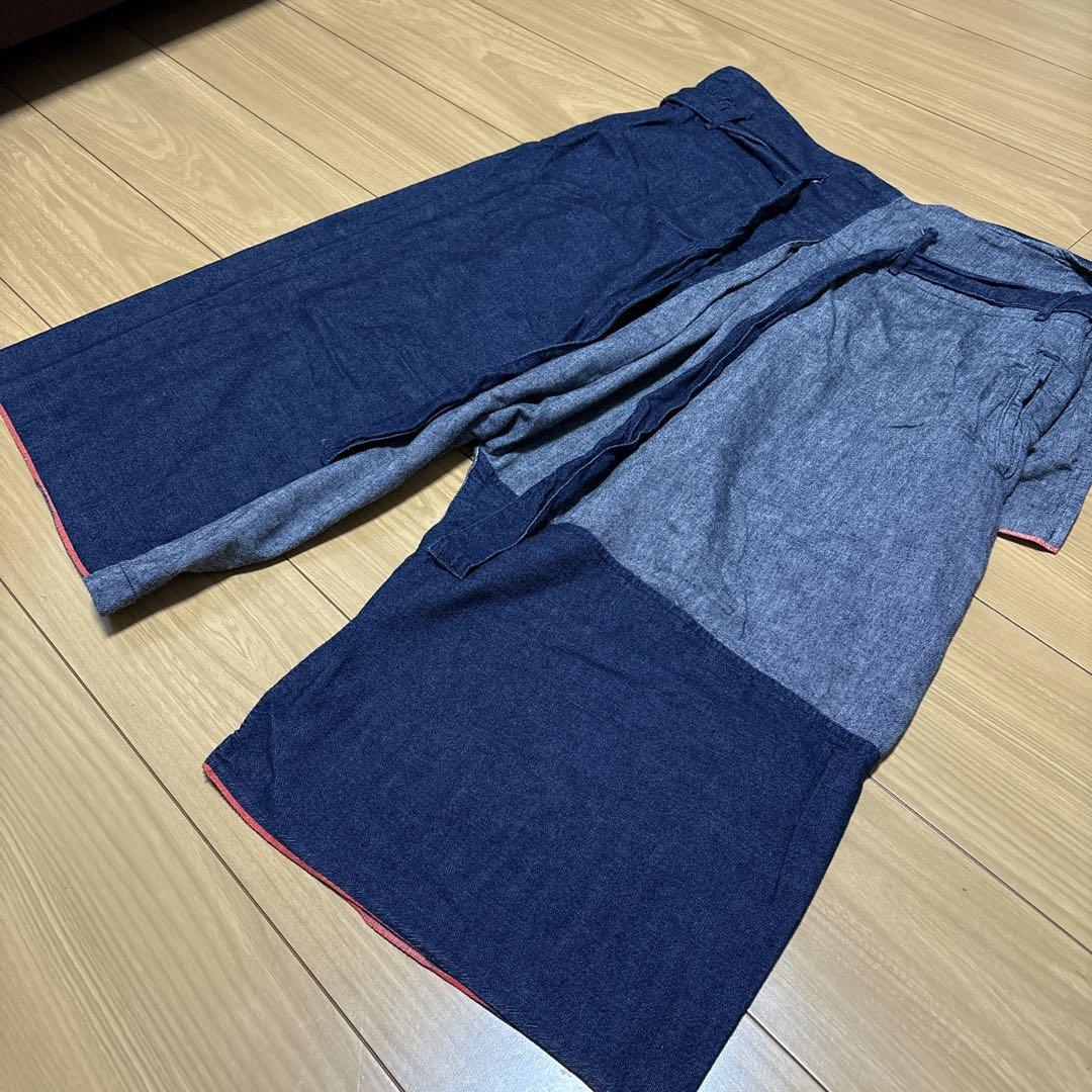 驚きの値段 キャピタル パッチワークデザインパンツ 七分 デニム 袴 はかま パンツ