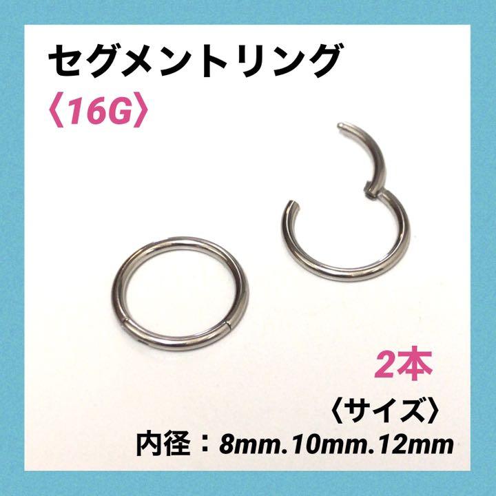 2本 セグメントリング 16G内径8mm ボディピアス