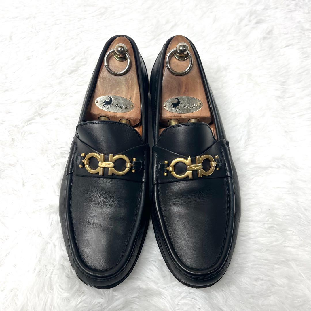 【極美品】フェラガモ ガンチーニ ビットローファー 黒 8 1/2 26.5cm