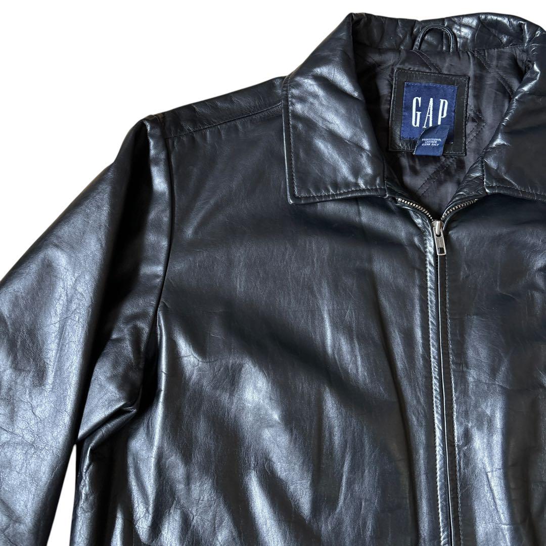 お歳暮 美品 OLD GAP 牛革 レザージャケット M オールドギャップ 黒 ジャケット・アウター