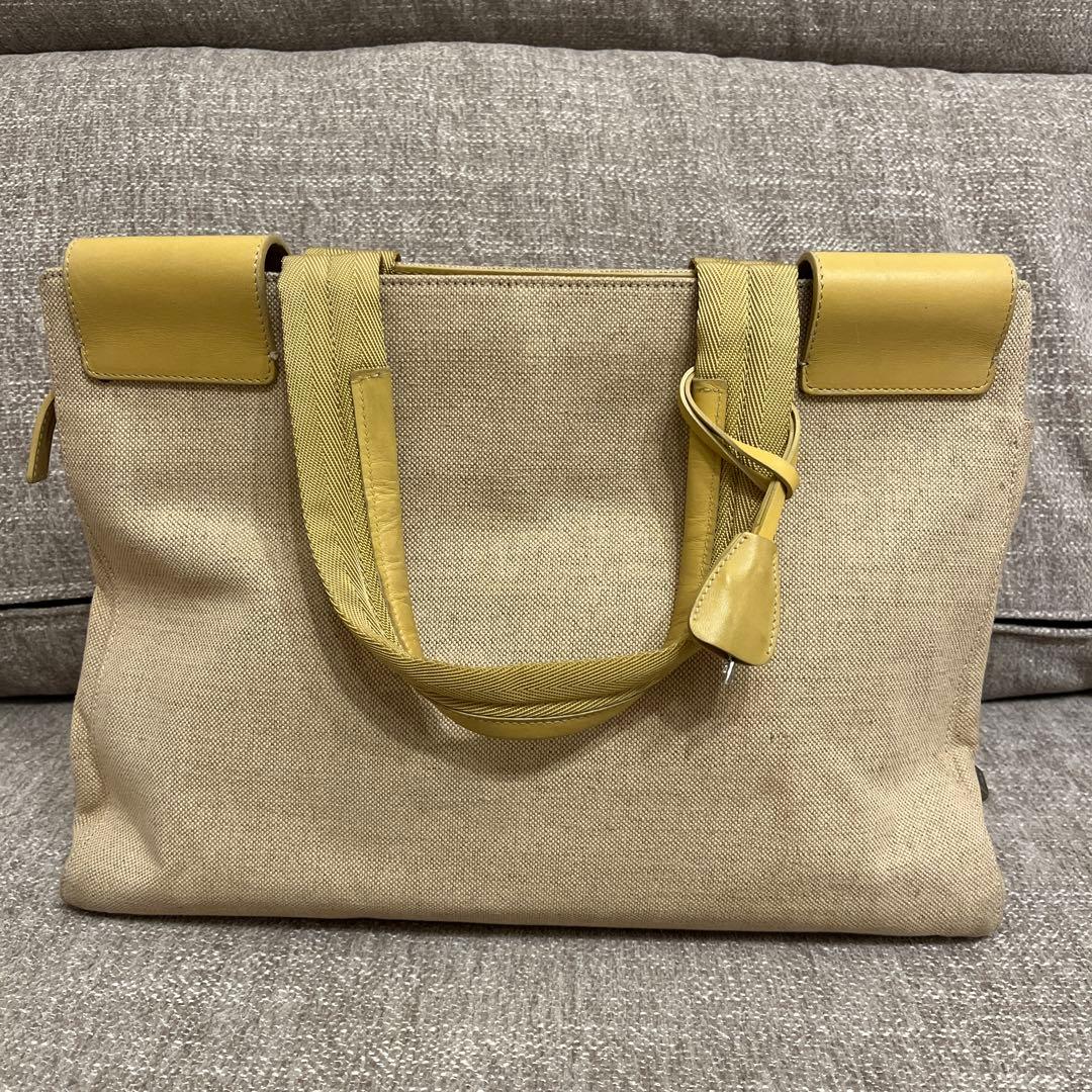 付属品完備PRADA ハンドバッグレザー×キャンバスギャラ付きカナパ