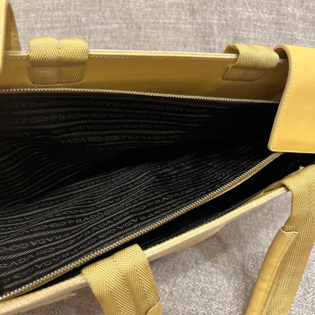 付属品完備PRADA ハンドバッグレザー×キャンバスギャラ付きカナパ