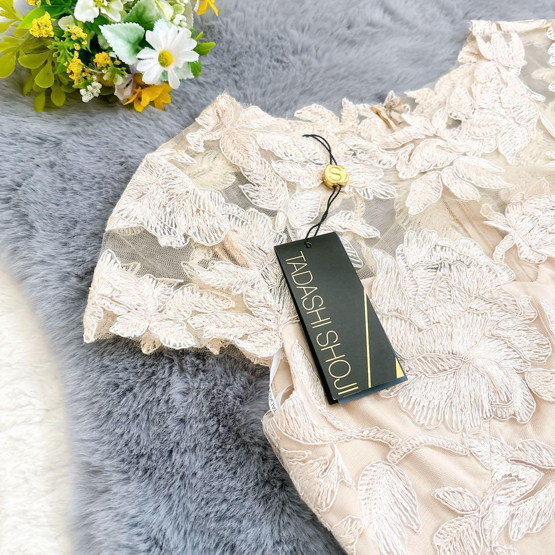 新品 TADASHI SHOJI フラワーレース タイトワンピース ベージュ