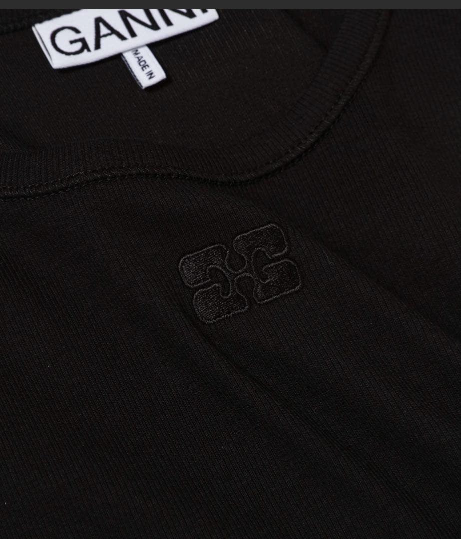【GANNI】 Soft Cotton Rib Tank Top - BLACK