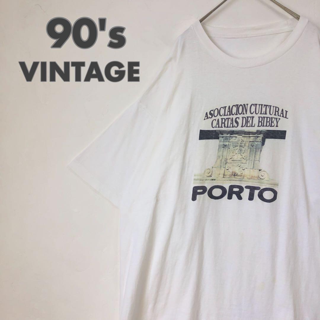 2697 90s シングルステッチ　港　ビッグサイズ　半袖　Tシャツ　白