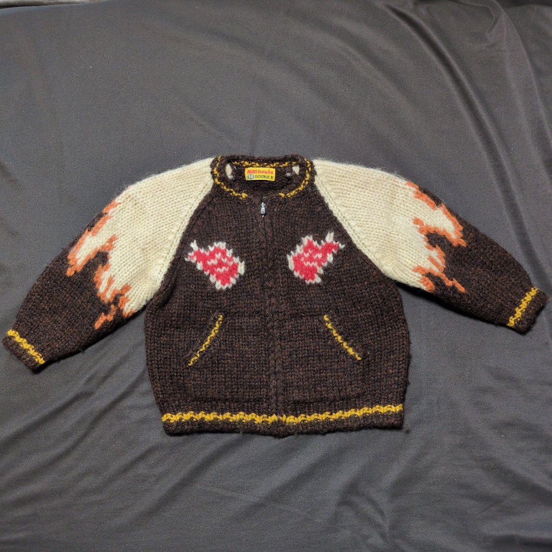 お値下げ☆ミキハウスダブルB炎編み込みニットスカジャンニットジャケット90
