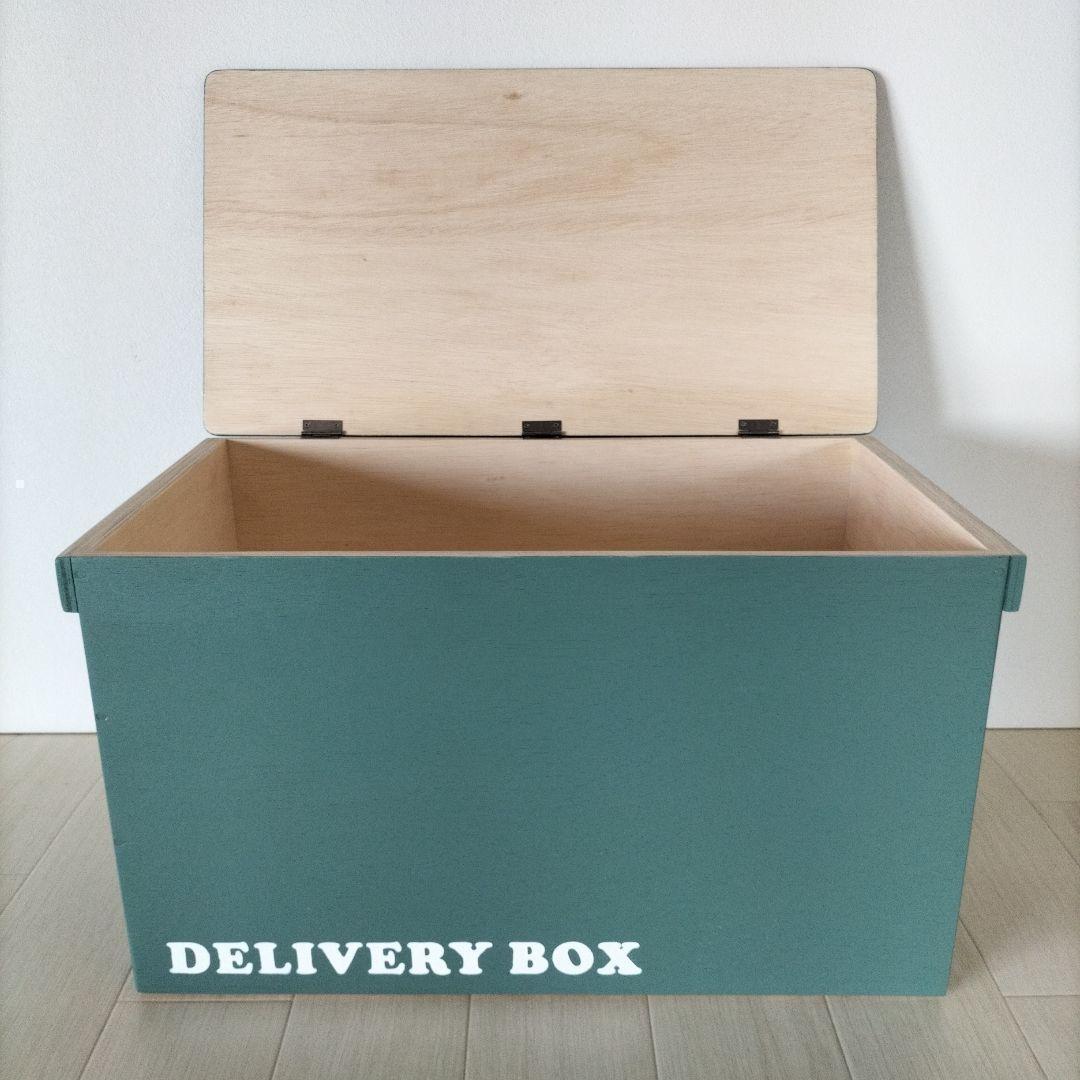 16《宅配BOX》蓋付きりんご箱 置き配 メールボックス 木箱 本棚