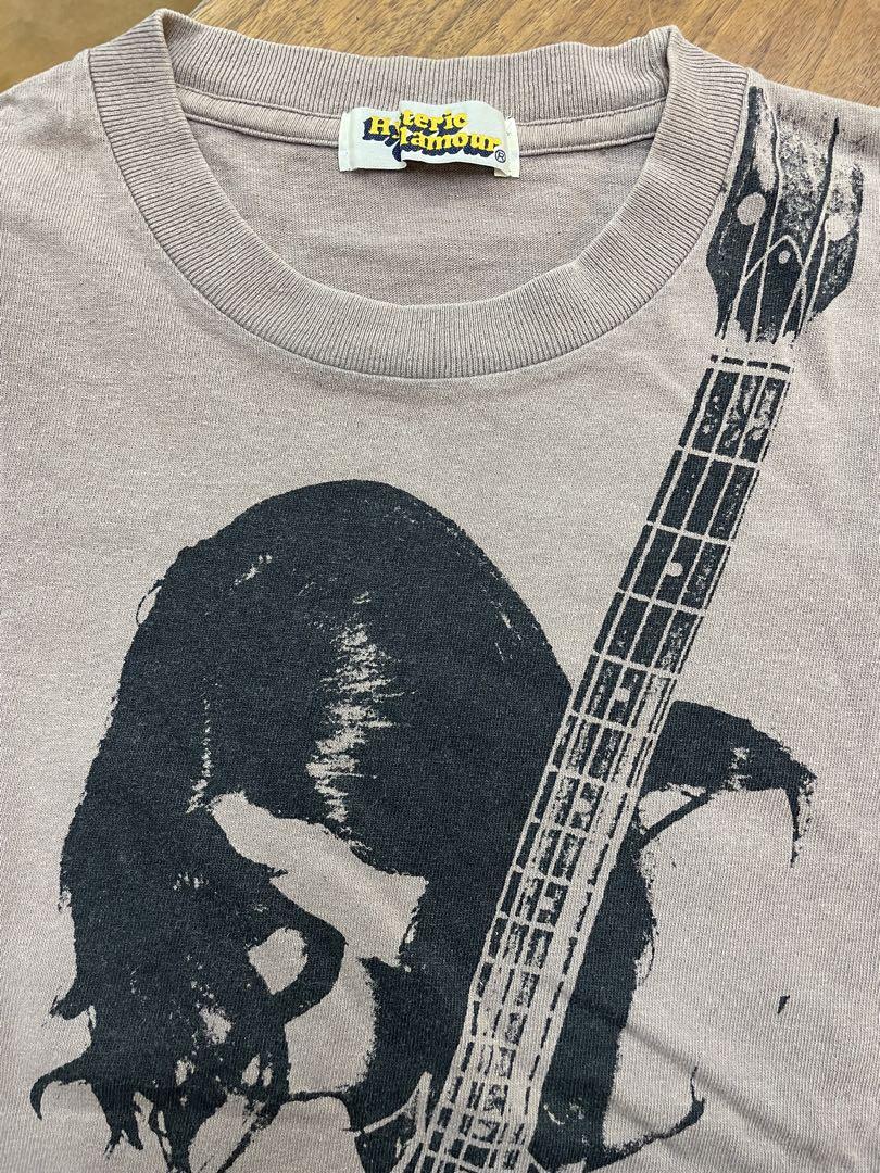 ギター女性プリント Tシャツ ブラウン系