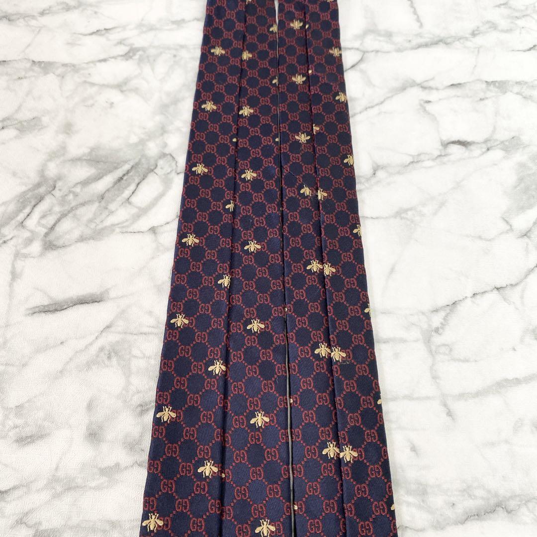 ✨未使用✨GUCCI 現行　GG柄 ハチ　ドット　ブラック　レッド　ネクタイ