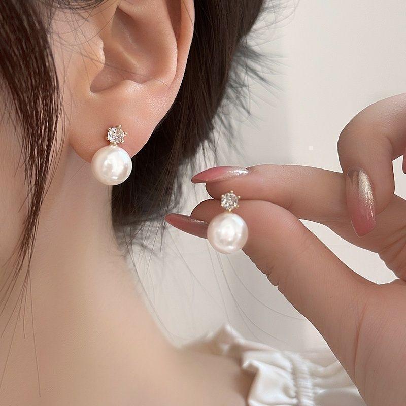 ピアス K10ホワイトゴールド 淡水パール ダイヤモンド(JL
