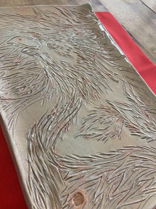週末限定ンセール 萩焼 蓮光山 3代目 徹千代作【鳳凰絵皿】新品•登窯 工芸品