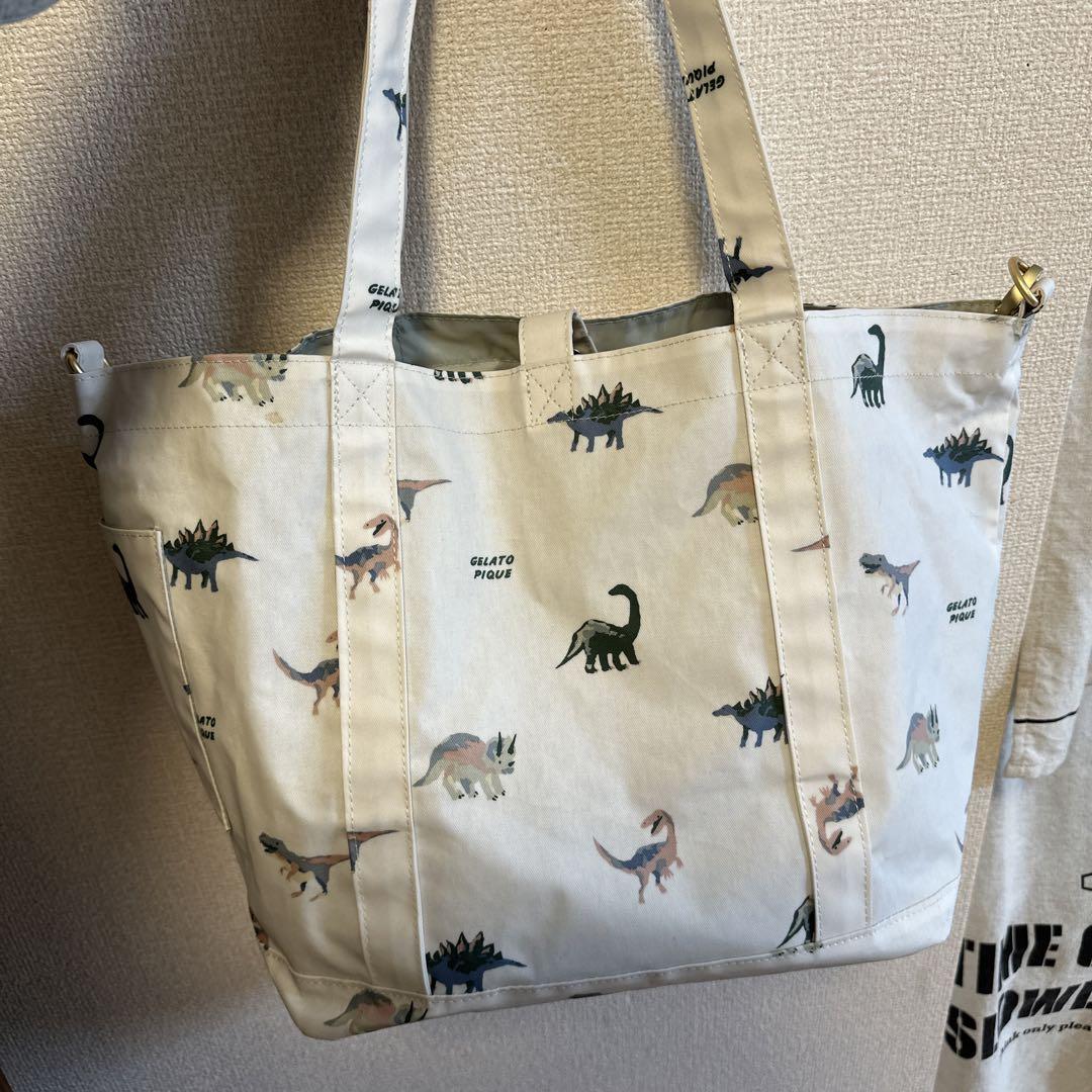 【美品】ジェラートピケ　恐竜　マザーズバック