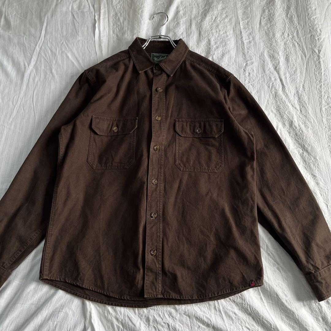 【美品】【3シーズン使用可能】【WOOLRICH】CPOシャツ ブラウン 茶色