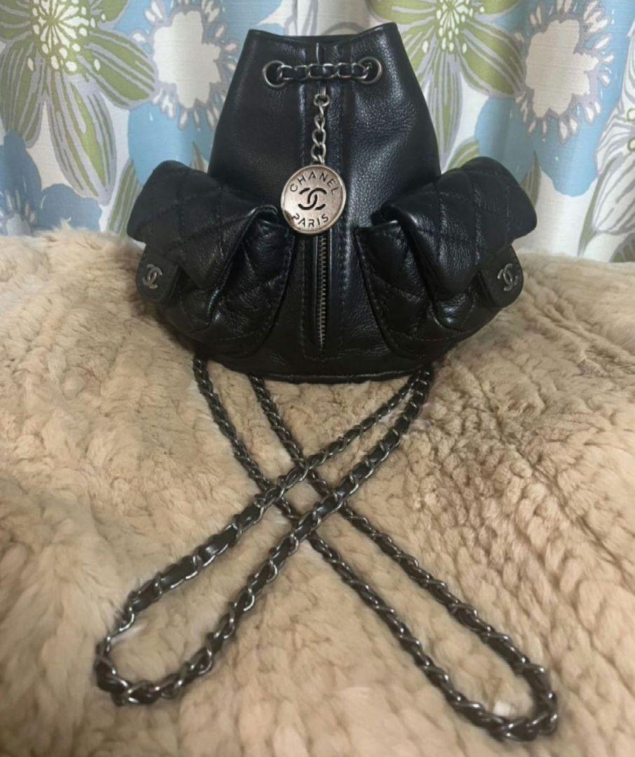 希少※極美品【CHANEL】ココマークチャーム付きヴィンテージチェーンリュック