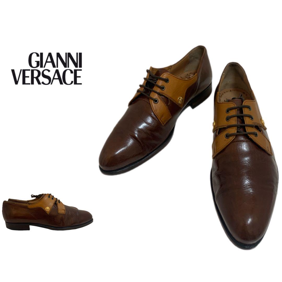 GIANNI VERSACE VINTAGE メタル装飾 デザインレザーシューズ GIANNI VERSACE VINTAGE メタル装飾 デザインレザーシューズ