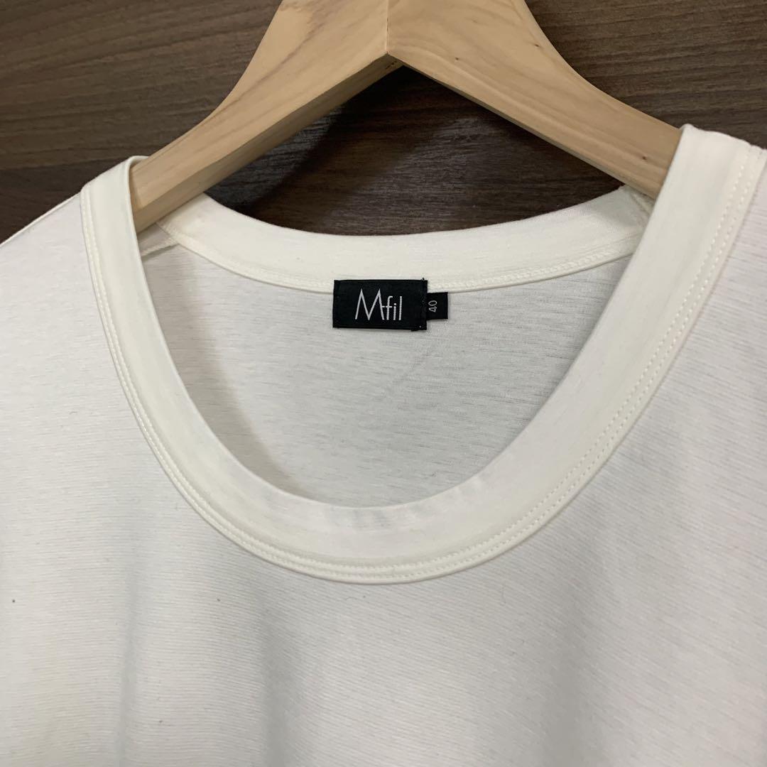 エムフィル✨ホワイト　ラウンドネック 半袖Tシャツ　40 エムフィル✨ホワイト ラウンドネック 半袖Tシャツ 40 トップス