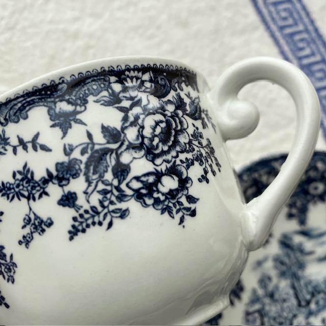 ２客◆極美品リュネヴィル窯 c&s 庭園お茶会柄＃クレイユモントローサルグミンヌ 2客◇極美品リュネヴィル窯 c&s 庭園お茶会柄＃クレイユ
