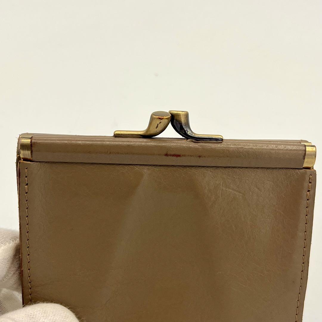 IL BISONTE　イルビゾンテ　がま口財布　レザー　2つ折り　グレージュ